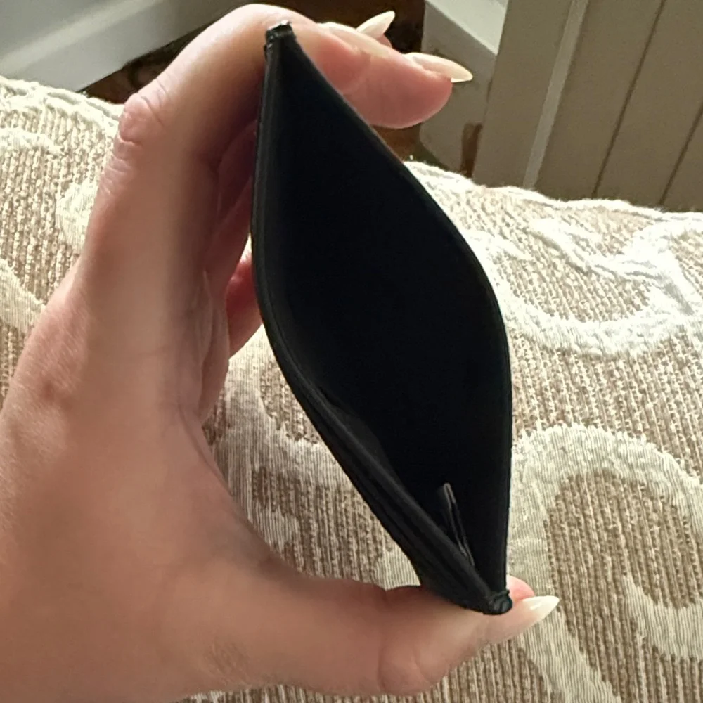 kate spade black and gold Saffiano card case
